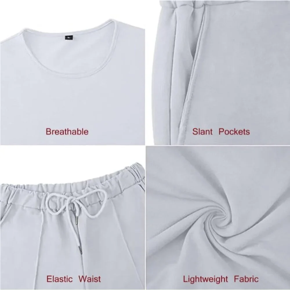 Men's Shirt and Shorts Set 2 Piece Outfits Fashion Summer Tracksuits Casual Spor